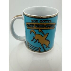 Cape Shore Earn Your Spurs Western Horse Bucking Bronco Porcelain Coffee Mug